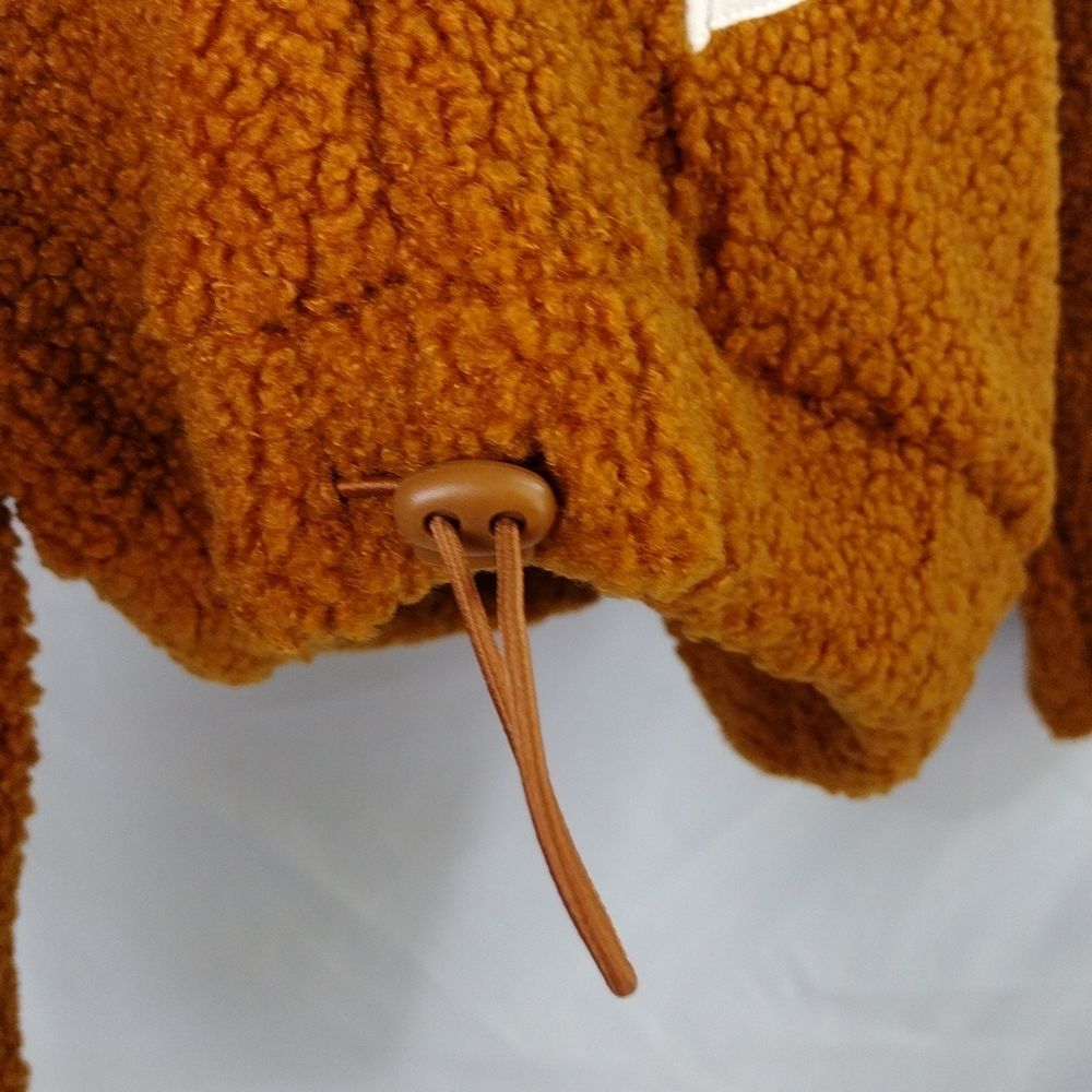 Women's Half-Zip Sherpa Anorak Hoodie Jacket -  Rust Color - Picture 4 of 8